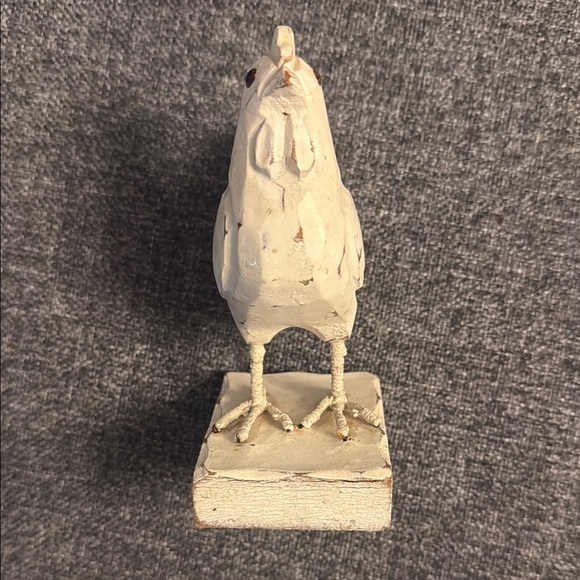 Rustic Cream Wooden Rooster Figurine - Picture 2 of 6